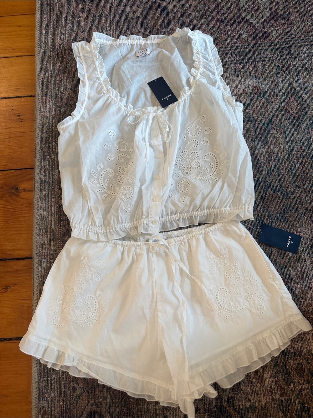 Parke x Target White Eyelet Cotton Two-Piece Set